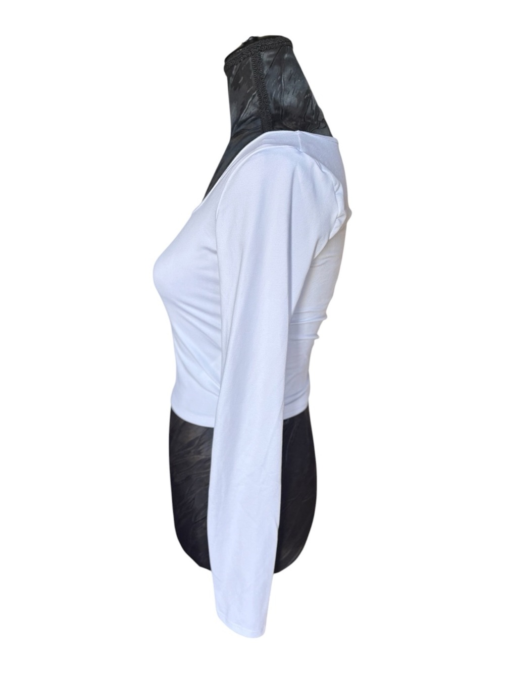 Hollister White Square Neck Long Sleeve Crop Top Womens Small - Picture 3 of 7
